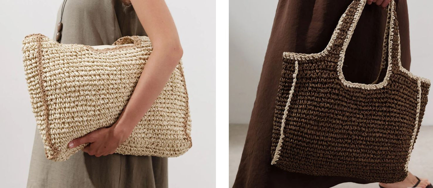 Canta Kontras Detaylı Hasır - TrendTrove