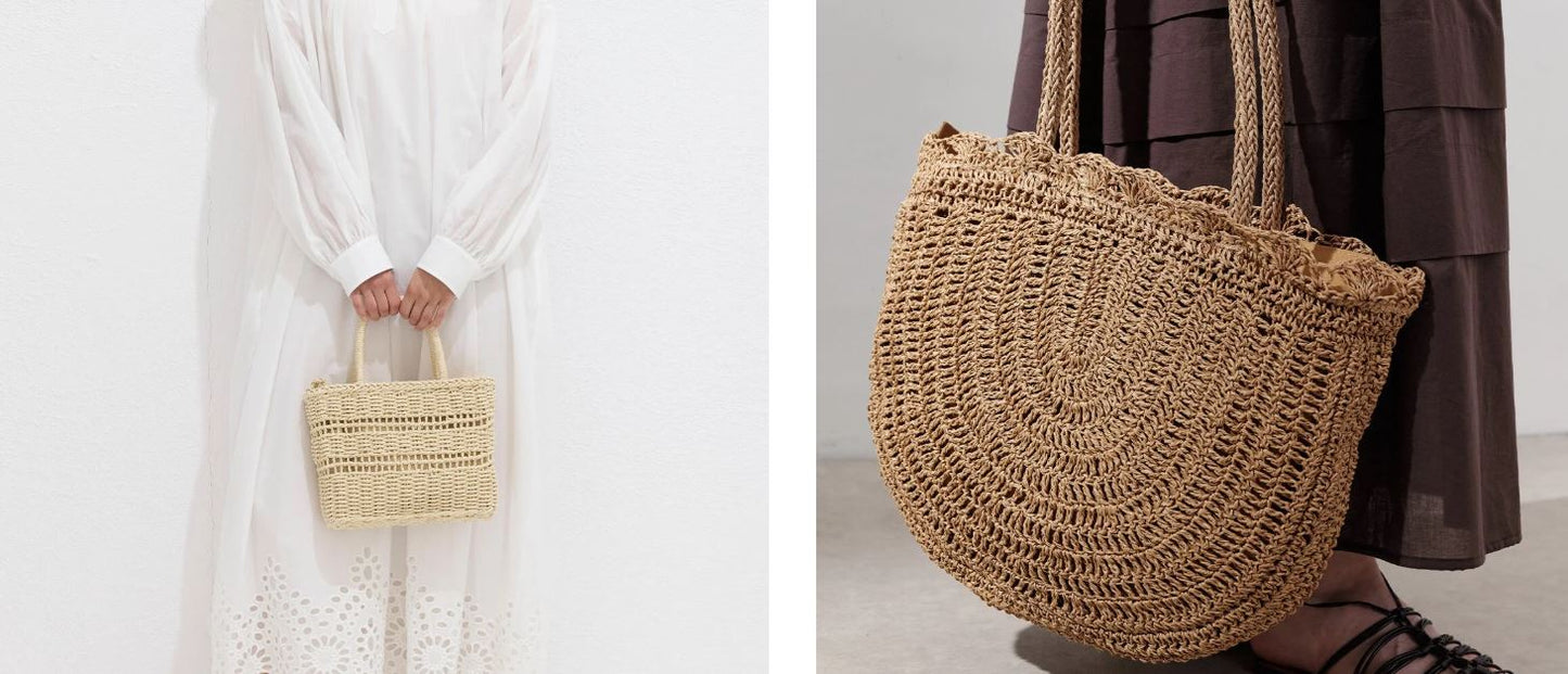 Canta Kontras Detaylı Hasır - TrendTrove