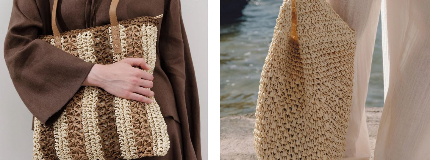 Canta Kontras Detaylı Hasır - TrendTrove