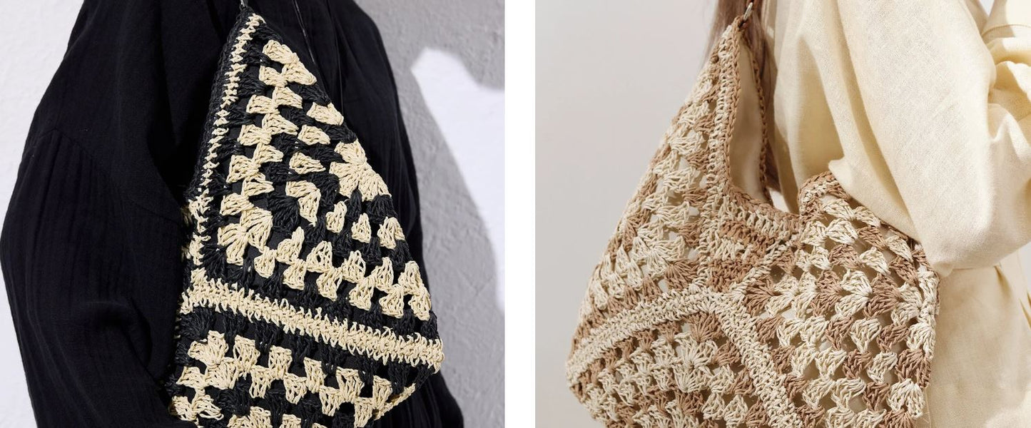 Canta Kontras Detaylı Hasır - TrendTrove