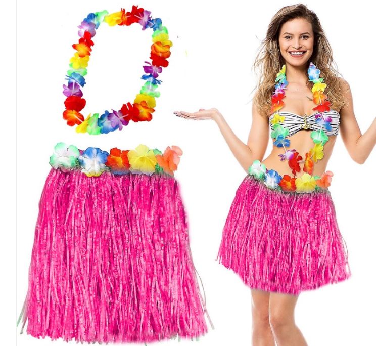 Hawaii Luau Aloha Pembe Püsküllü ve Hawaii Kolye Seti - TrendTrove