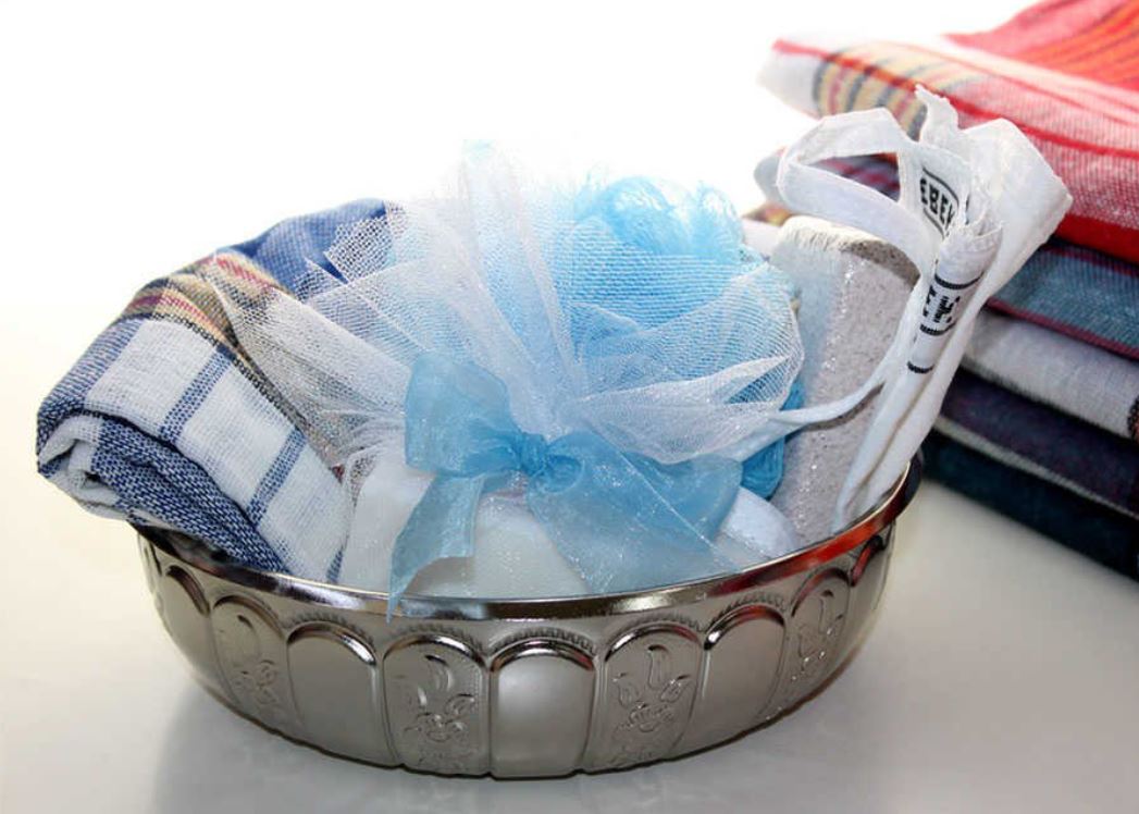 Peştemal Hamam Seti Gümüş Tas - TrendTrove