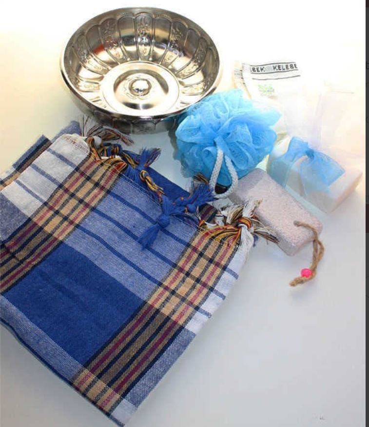 Peştemal Hamam Seti Gümüş Tas - TrendTrove