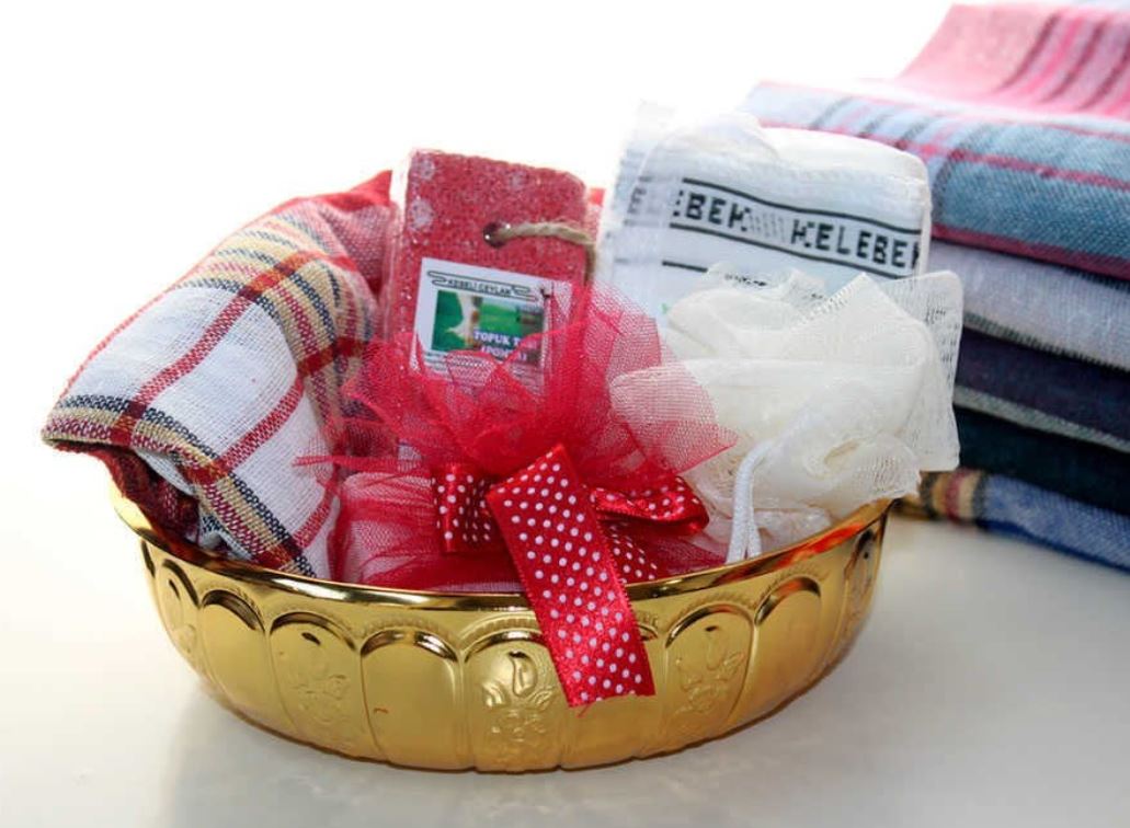 Peştemal Hamam Seti Gümüş Tas - TrendTrove